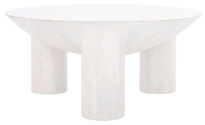 Safavieh - Calhoun Round Wood Coffee Tablle - White Washed - SFV9705B veiw 2