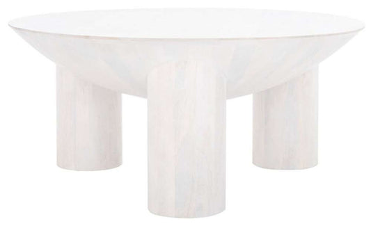 Safavieh - Calhoun Round Wood Coffee Tablle - White Washed - SFV9705B veiw 2
