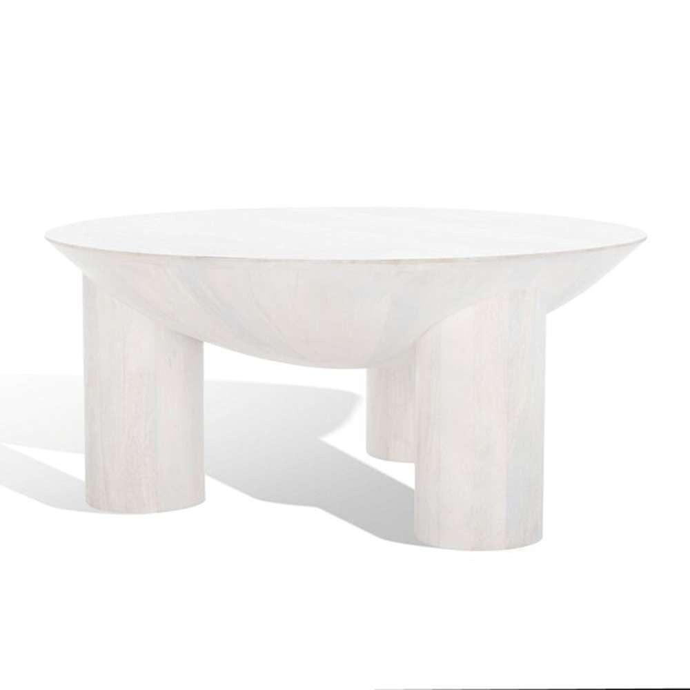 Safavieh - Calhoun Round Wood Coffee Tablle - White Washed - SFV9705B veiw 3