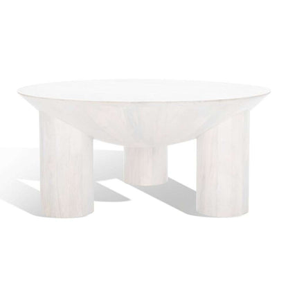 Safavieh - Calhoun Round Wood Coffee Tablle - White Washed - SFV9705B veiw 4