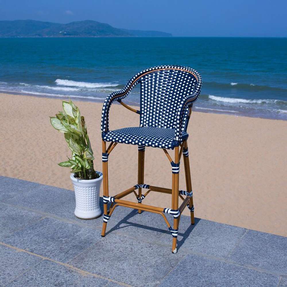 Safavieh - California Barstool W Arms - Navy - White - PAT7535E veiw 3
