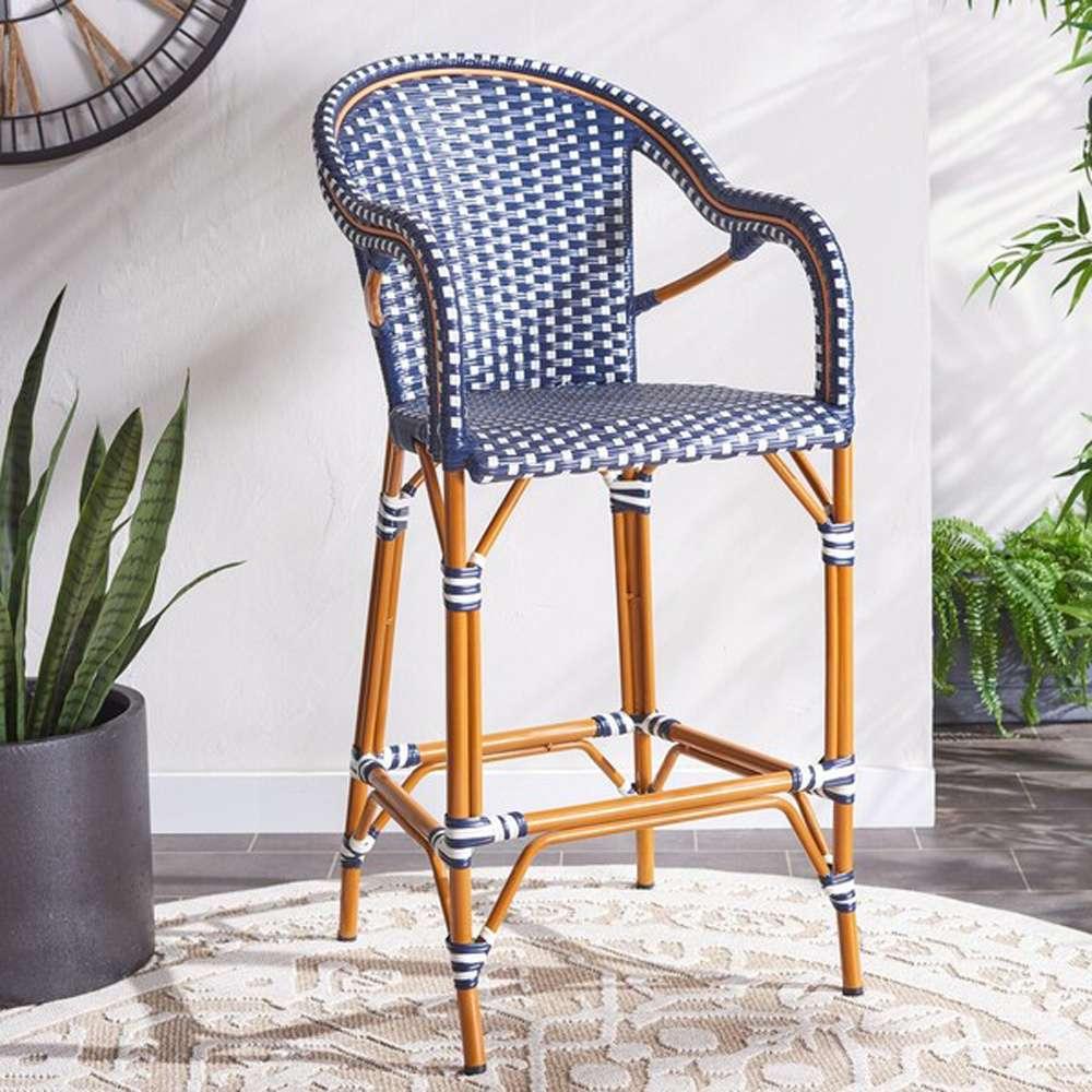 Safavieh - California Barstool W Arms - Navy - White - PAT7535E veiw 4