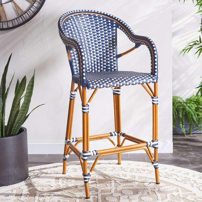 Safavieh - California Barstool W Arms - Navy - White - PAT7535E veiw 4