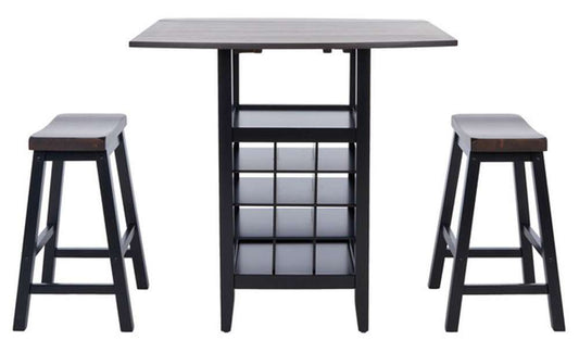 Safavieh - Casey 3Pc Drop Leaf Pub Set - Brown - Black - AMH8504B veiw 1