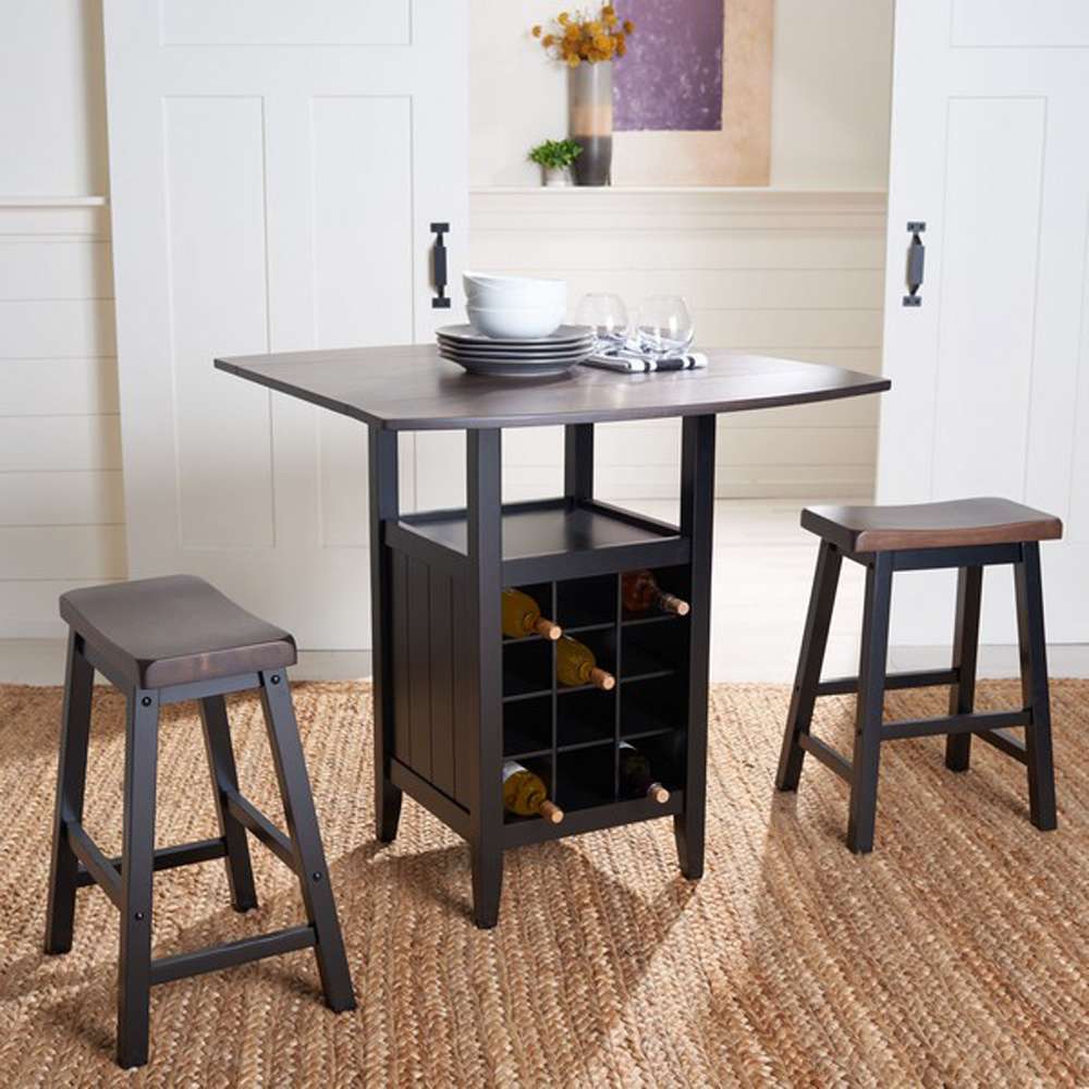 Safavieh - Casey 3Pc Drop Leaf Pub Set - Brown - Black - AMH8504B veiw 2
