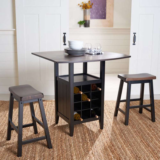 Safavieh - Casey 3Pc Drop Leaf Pub Set - Brown - Black - AMH8504B veiw 2