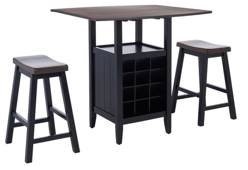Safavieh - Casey 3Pc Drop Leaf Pub Set - Brown - Black - AMH8504B veiw 3