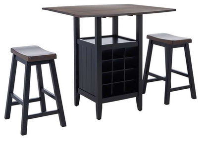Safavieh - Casey 3Pc Drop Leaf Pub Set - Brown - Black - AMH8504B veiw 3
