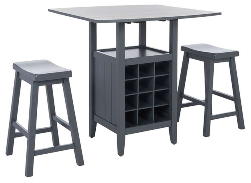 Safavieh - Casey 3Pc Drop Leaf Pub Set - Grey - AMH8504C veiw 3