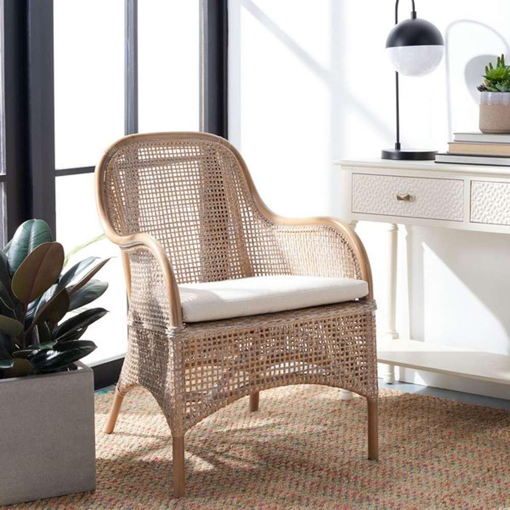Safavieh - Charlie Rttn Acct Chair W/Cush - White - Grey White Wash - ACH6514B veiw 2