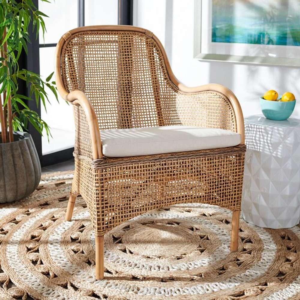 Safavieh - Charlie Rttn Acct Chair W/Cush - White - Honey Brwn Wash - ACH6514A veiw 2