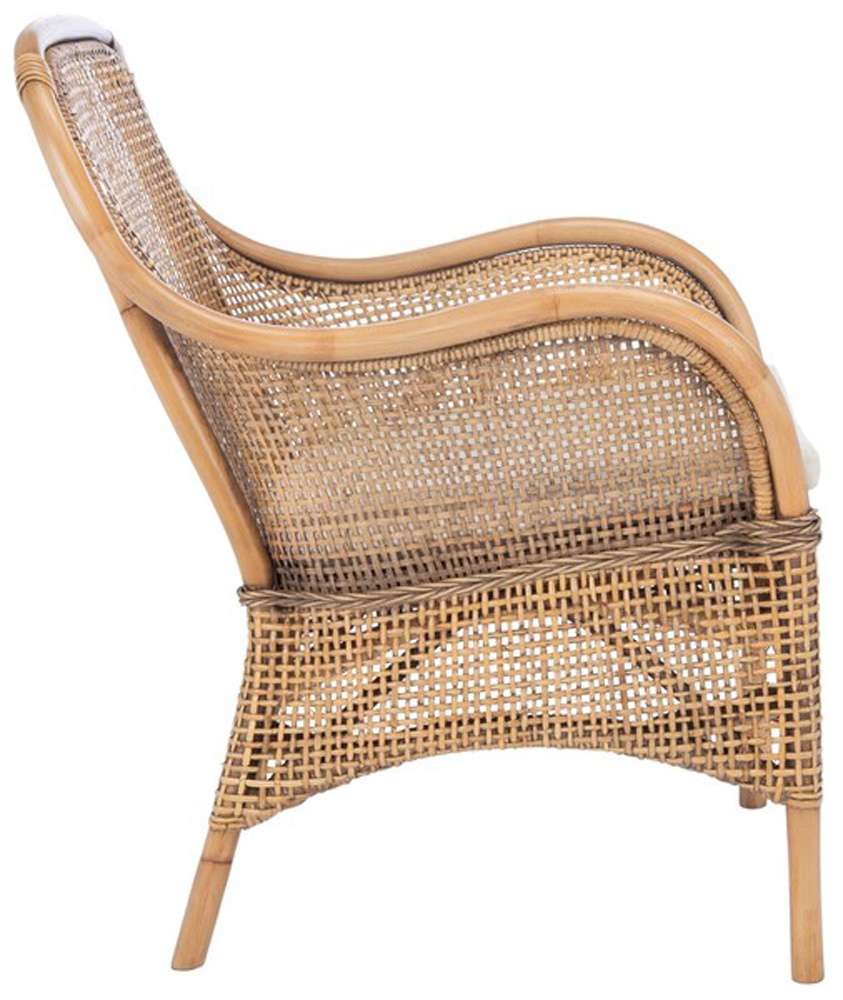 Safavieh - Charlie Rttn Acct Chair W/Cush - White - Honey Brwn Wash - ACH6514A veiw 3