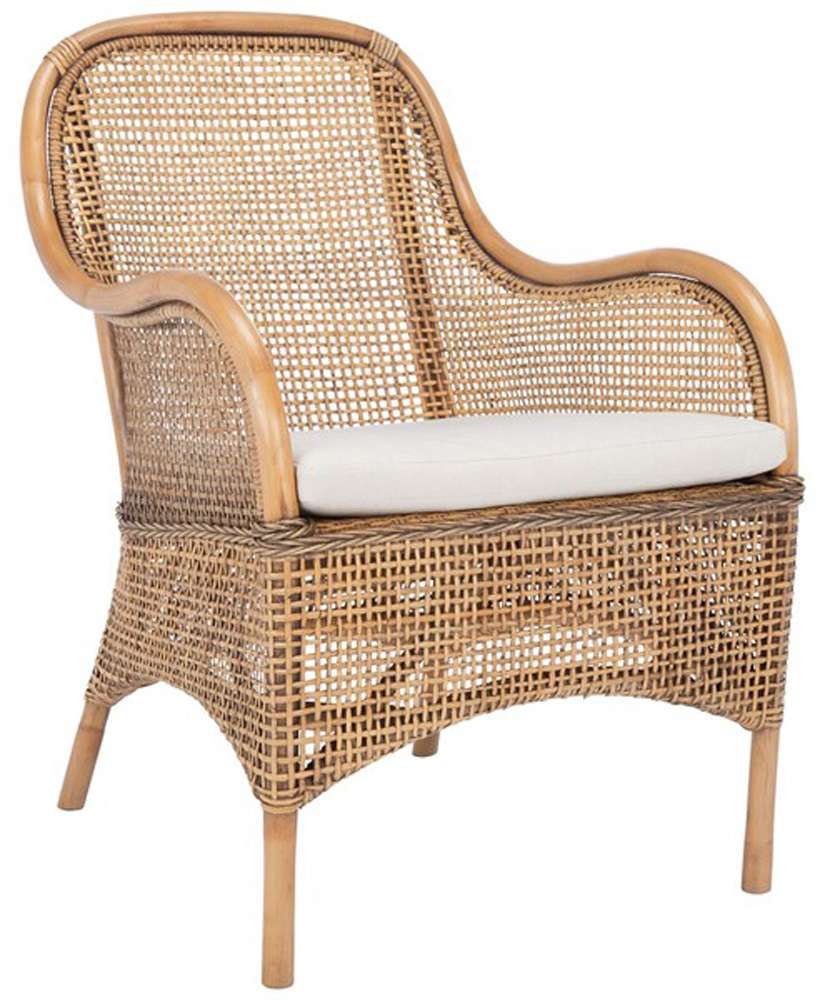 Safavieh - Charlie Rttn Acct Chair W/Cush - White - Honey Brwn Wash - ACH6514A veiw 4