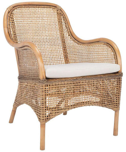 Safavieh - Charlie Rttn Acct Chair W/Cush - White - Honey Brwn Wash - ACH6514A veiw 4
