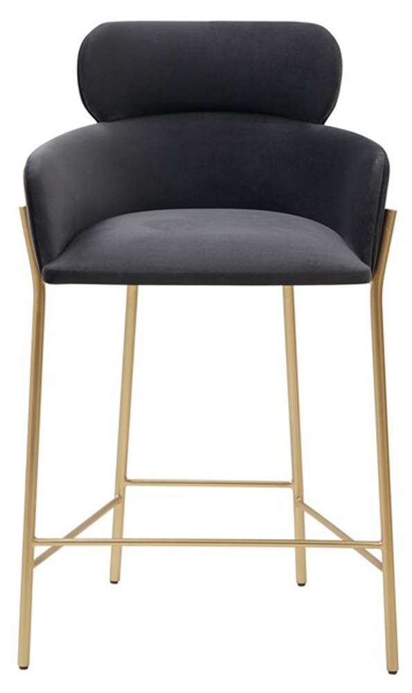 Safavieh - Charlize Velvet Counter Stool - Dark Grey - Gold - SFV4756B veiw 1