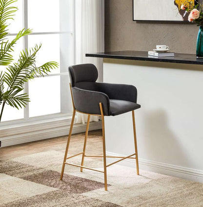 Safavieh - Charlize Velvet Counter Stool - Dark Grey - Gold - SFV4756B veiw 2