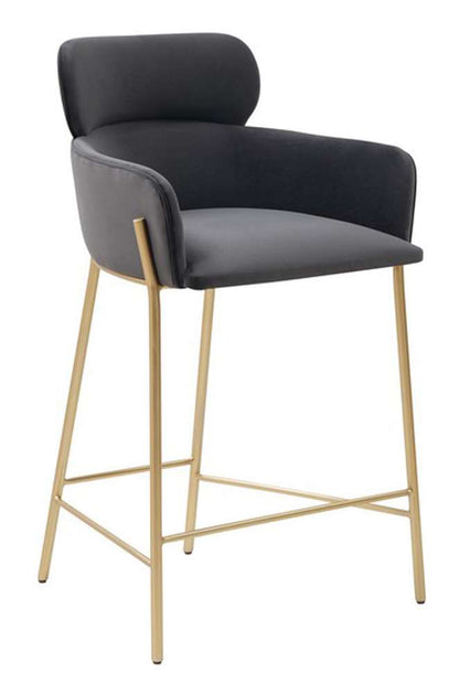 Safavieh - Charlize Velvet Counter Stool - Dark Grey - Gold - SFV4756B veiw 3