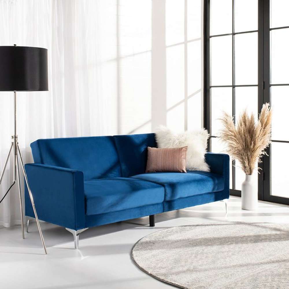 Safavieh - Chelsea Foldable Futon Sofa Bed - Navy - Chrome - LVS2005A veiw 2