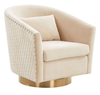 Safavieh - Clara Quilted Swivel Tub Chair - Creme - Gold - SFV4702L veiw 3