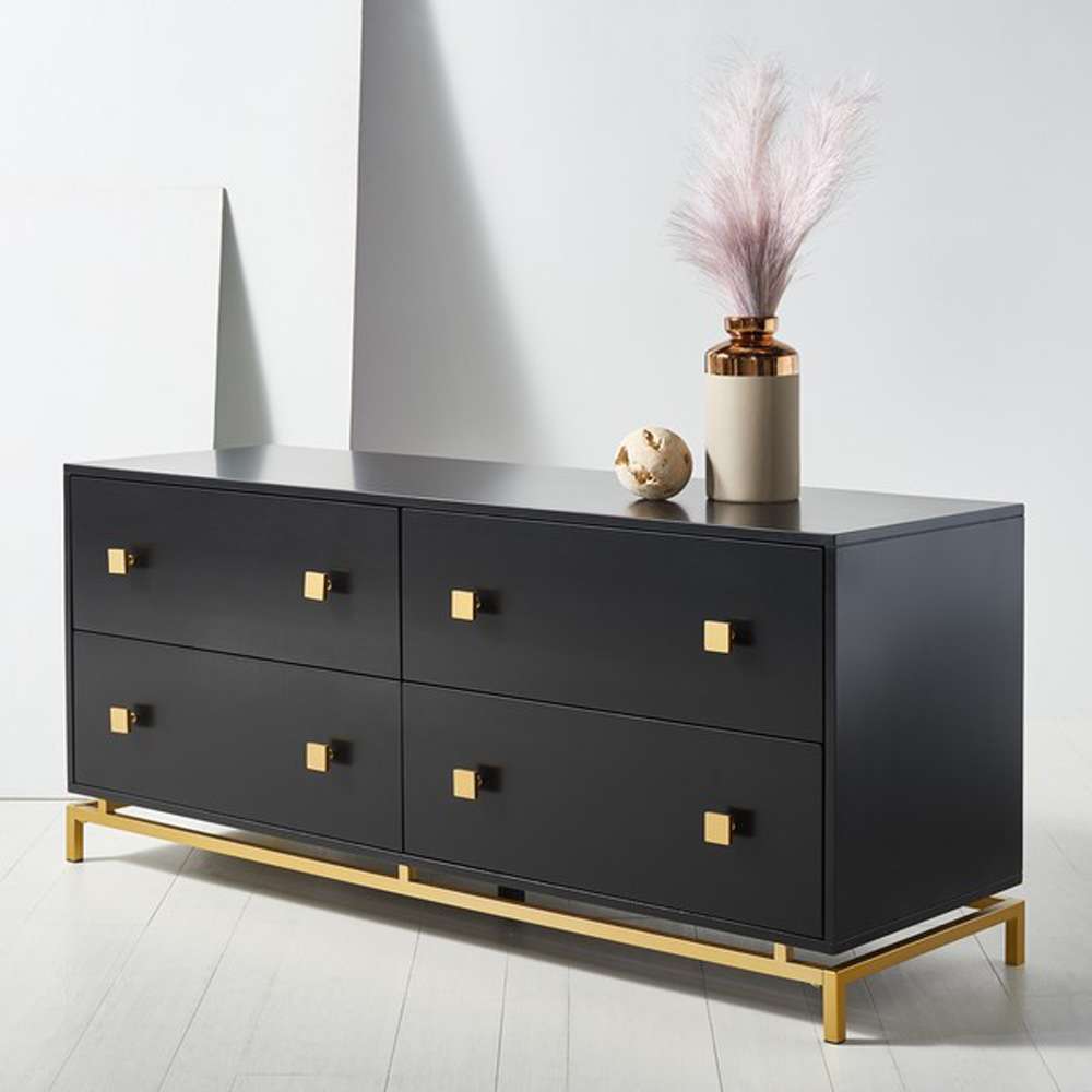 Safavieh - Claudette 4 Drawer Dresser - Black - Gold - SFV2123B veiw 4