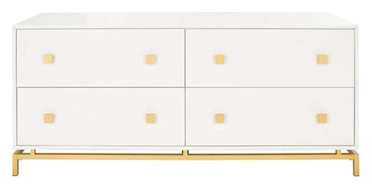 Safavieh - Claudette 4 Drawer Dresser - White - Gold - SFV2123A veiw 1