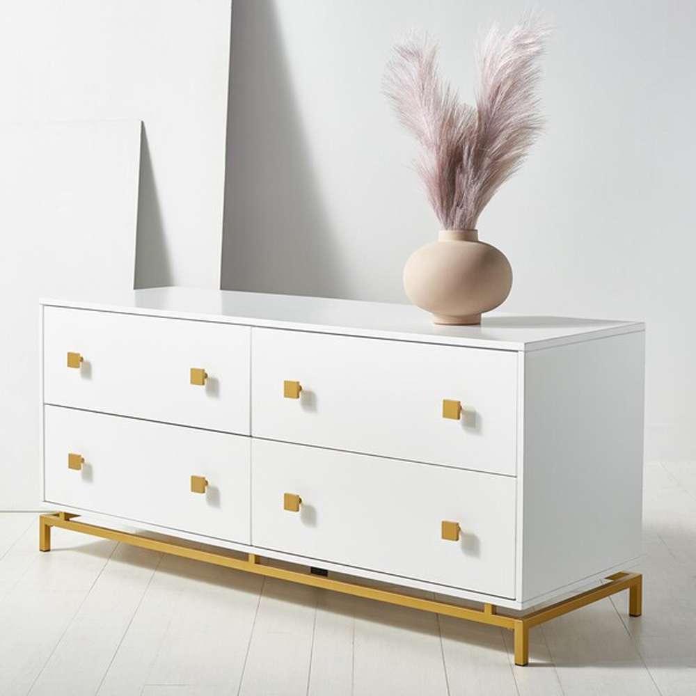 Safavieh - Claudette 4 Drawer Dresser - White - Gold - SFV2123A veiw 4