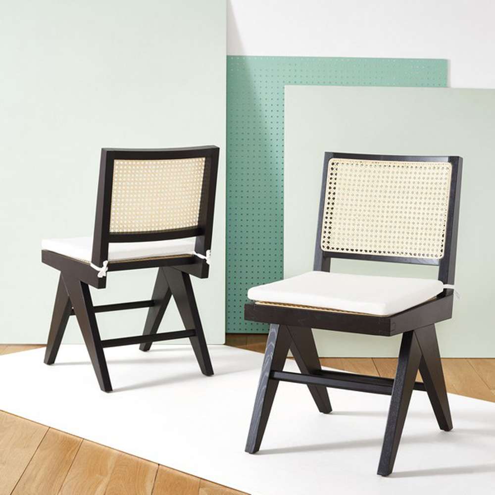 Safavieh - Colette Rattan Dining Chair - Black - Natural  (Set of 2) - SFV4132A-SET2 veiw 3