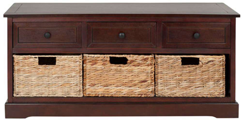 Safavieh - Damien 3 Drawer Storage Bench - Dark Cherry - AMH5701D veiw 1