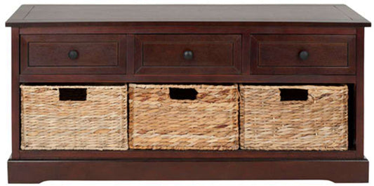 Safavieh - Damien 3 Drawer Storage Bench - Dark Cherry - AMH5701D veiw 1