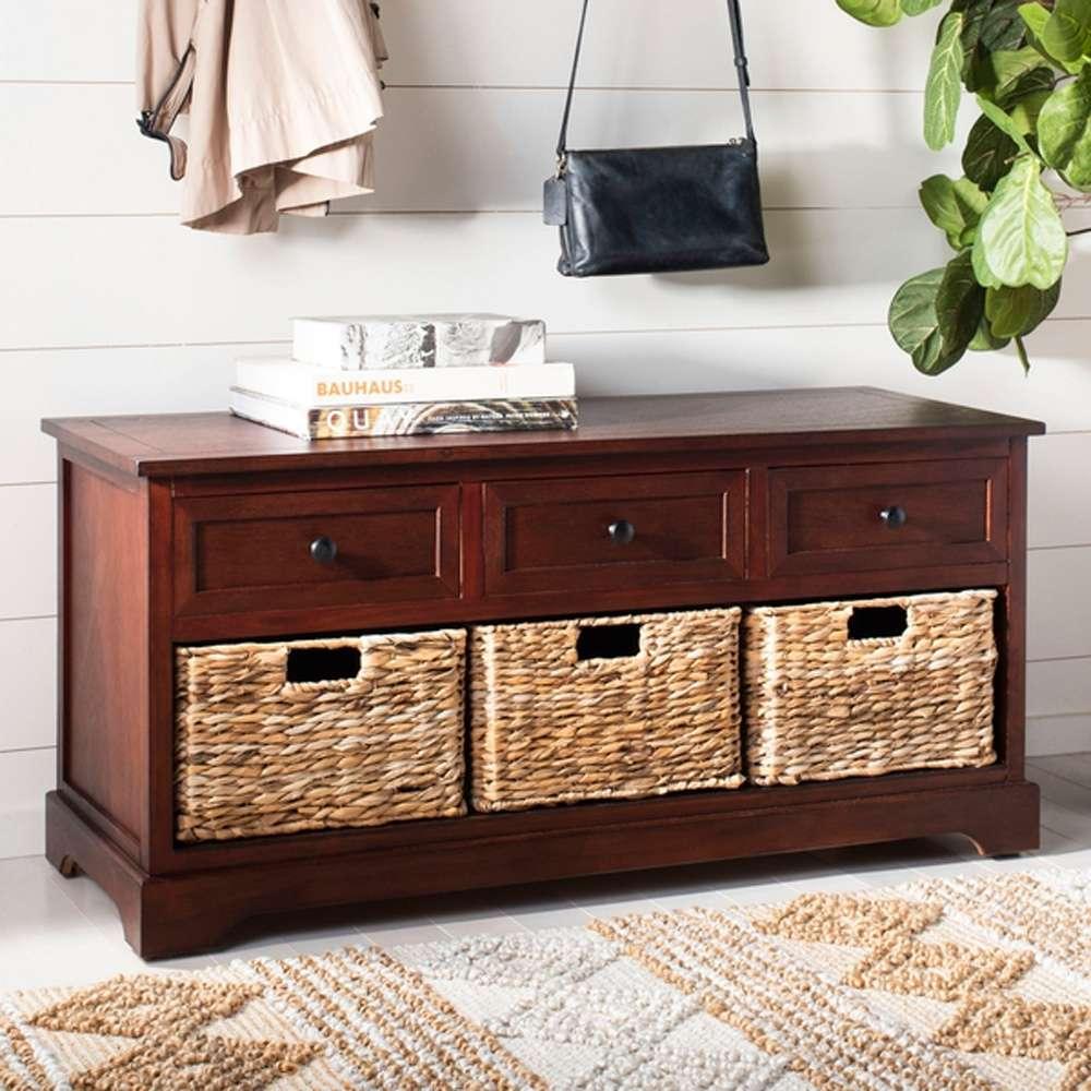 Safavieh - Damien 3 Drawer Storage Bench - Dark Cherry - AMH5701D veiw 2