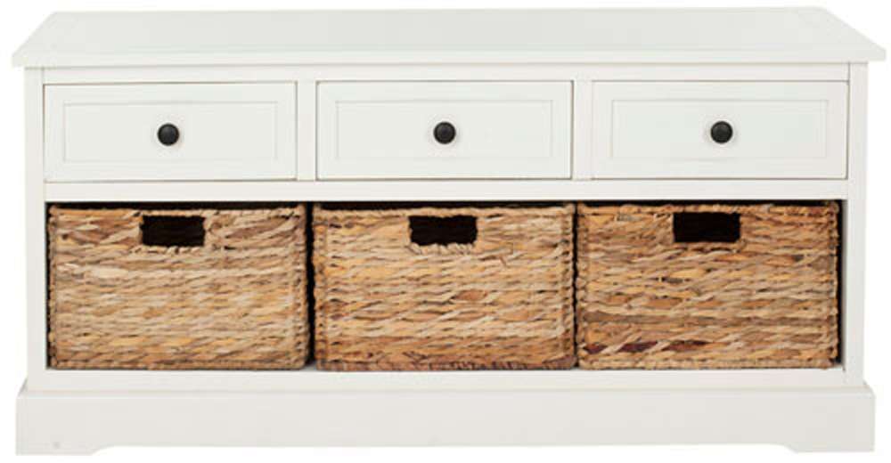 Safavieh - Damien 3 Drawer Storage Bench - Distressed Cream  - AMH5701C veiw 1