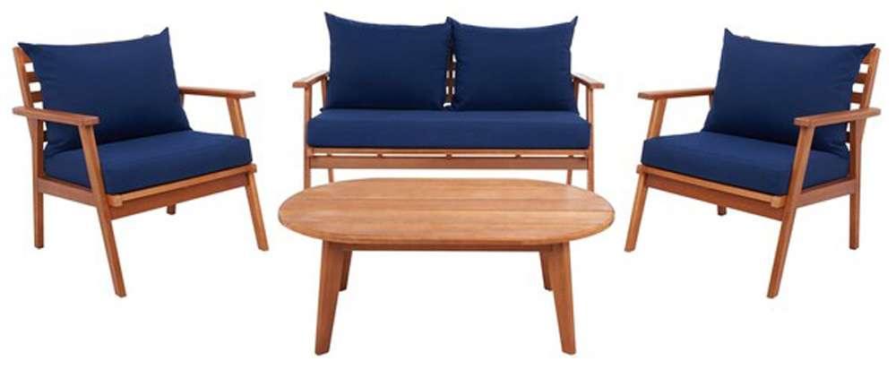 Safavieh - Deacon 4 Pc Living Set - Natural - Navy - PAT7050B veiw 1