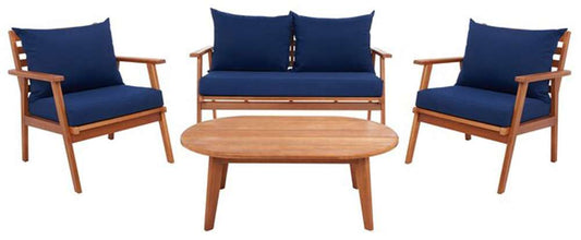 Safavieh - Deacon 4 Pc Living Set - Natural - Navy - PAT7050B veiw 1