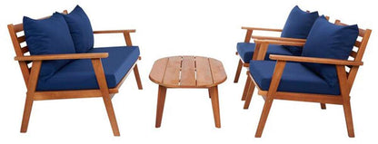 Safavieh - Deacon 4 Pc Living Set - Natural - Navy - PAT7050B veiw 4