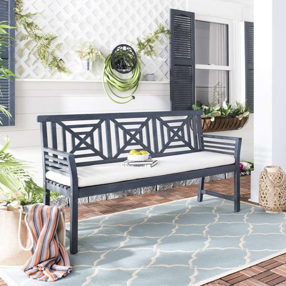 Safavieh - Del Mar 3 Seat Bench - Dark Slate Gray - Beige - PAT6737K veiw 2