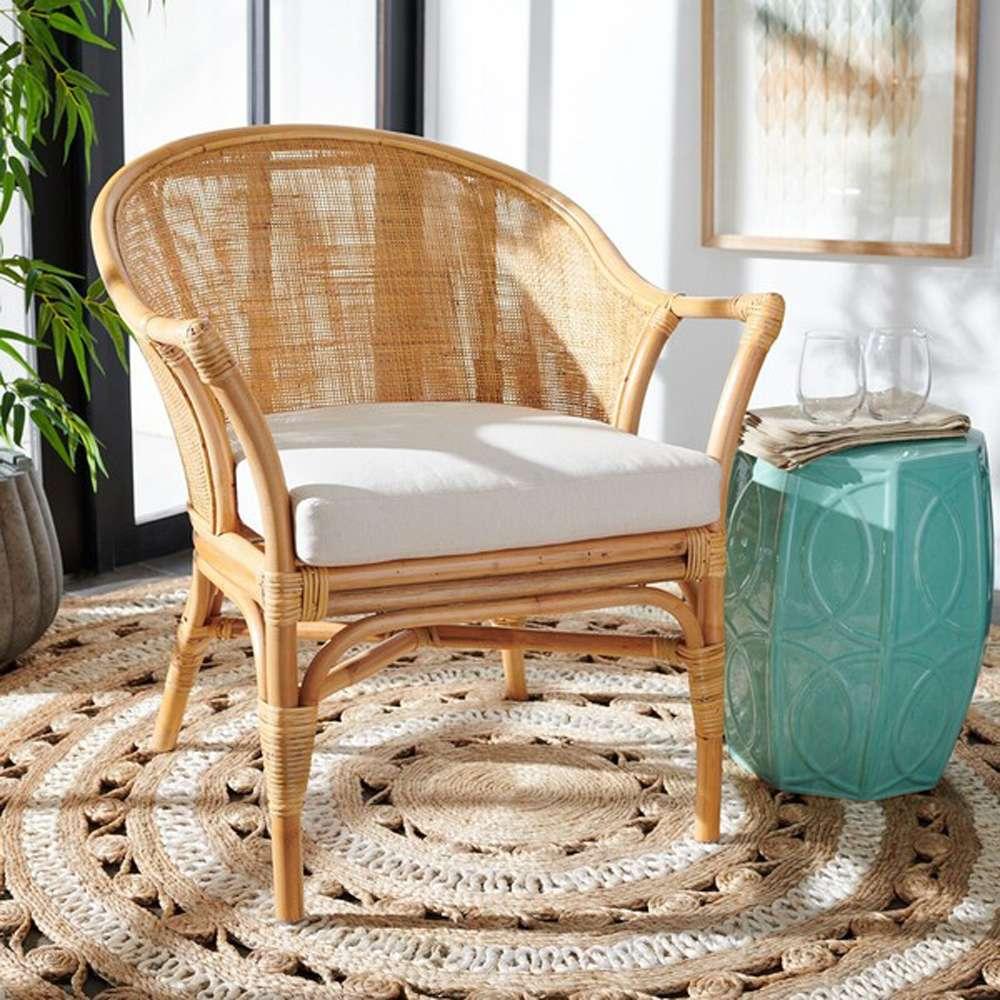 Safavieh - Dustin Rttn Acct Chair W/Cush - White - Natural - ACH6517B veiw 2