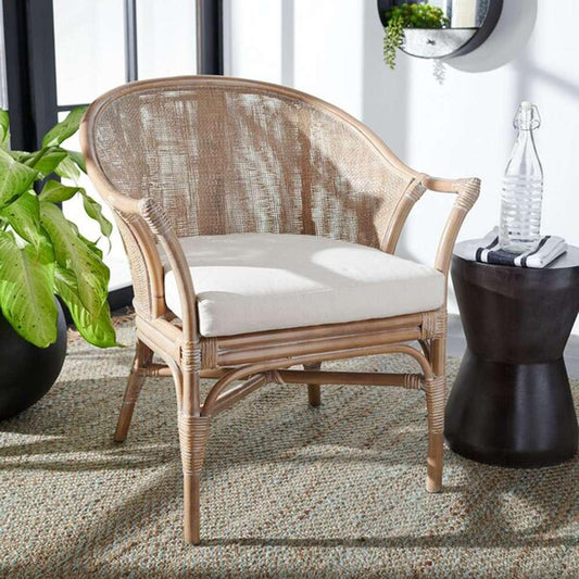 Safavieh - Dustin Rttn Acct Chair W/Cush - White - Grey White Wash - ACH6517A veiw 2