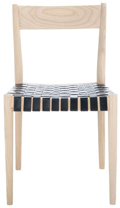 Safavieh - Eluned Leather Dining Chair - Black - Natural  (Set of 2) - DCH1201C-SET2 veiw 1