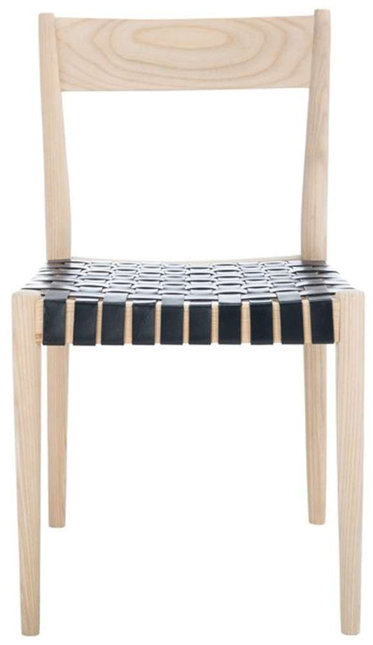 Safavieh - Eluned Leather Dining Chair - Black - Natural  (Set of 2) - DCH1201C-SET2 veiw 1