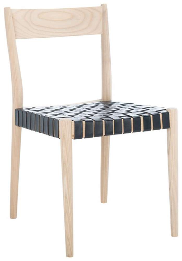 Safavieh - Eluned Leather Dining Chair - Black - Natural  (Set of 2) - DCH1201C-SET2 veiw 4