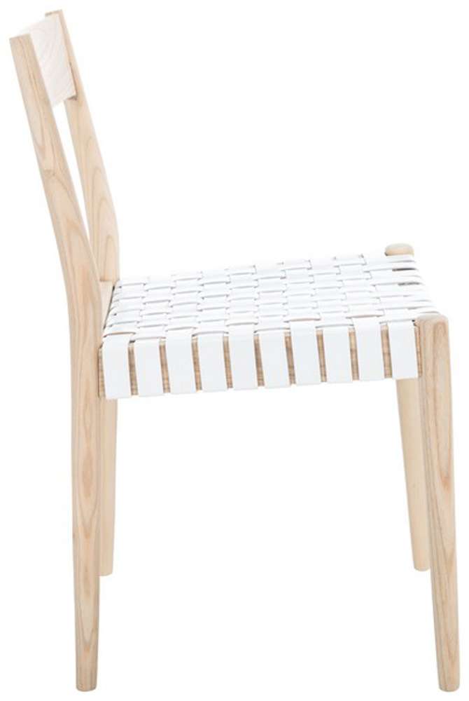 Safavieh - Eluned Leather Dining Chair - White - Natural  (Set of 2) - DCH1201B-SET2 veiw 3