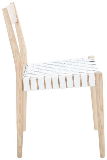 Safavieh - Eluned Leather Dining Chair - White - Natural  (Set of 2) - DCH1201B-SET2 veiw 3