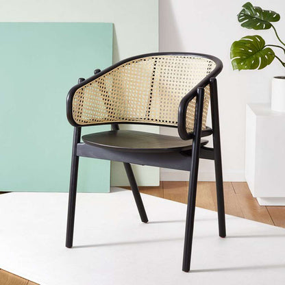 Safavieh - Emmy Rattan Back Dining Chair - Black - Natural - SFV4128A veiw 3