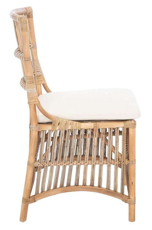 Safavieh - Erika Rattan Acct Chair W/Cush - White - Natural Unfinished  (Set of 2) - ACH6511A-SET2 veiw 3