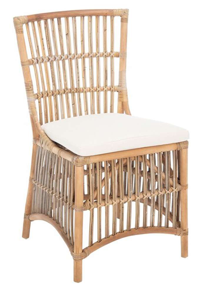 Safavieh - Erika Rattan Acct Chair W/Cush - White - Natural Unfinished  (Set of 2) - ACH6511A-SET2 veiw 4