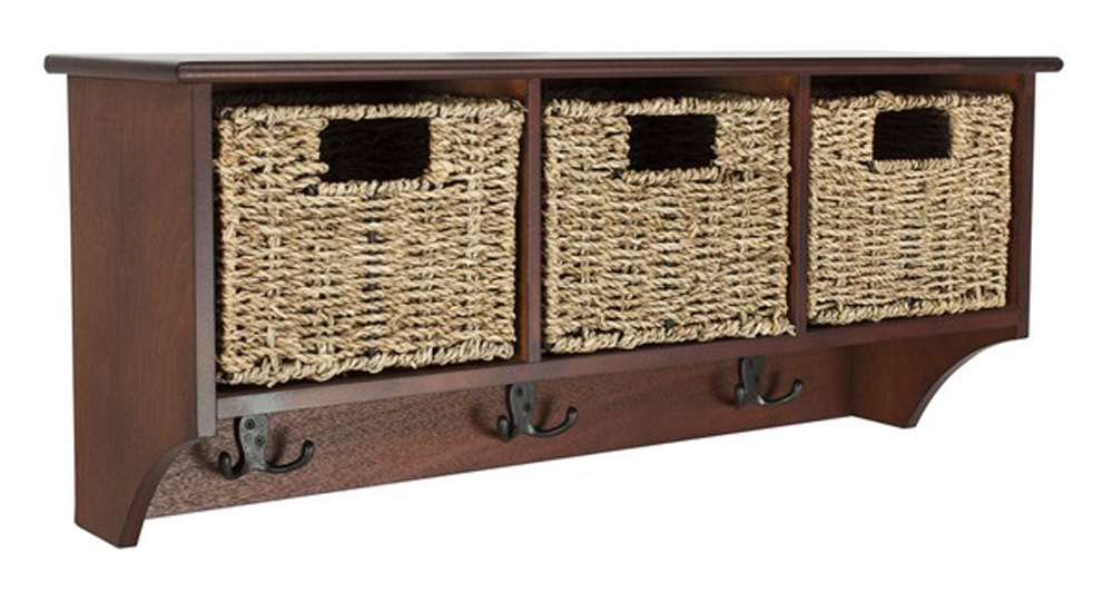 Safavieh - Finley Hanging 3 Basket Wall Rack - Cherry - HAC5700B veiw 3