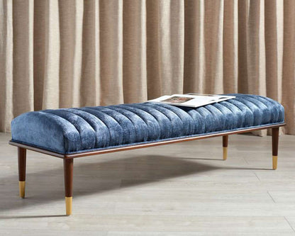 Safavieh - Flannery Mid-Century Bench - Dark Blue - Dark Brown - SFV9017D veiw 3