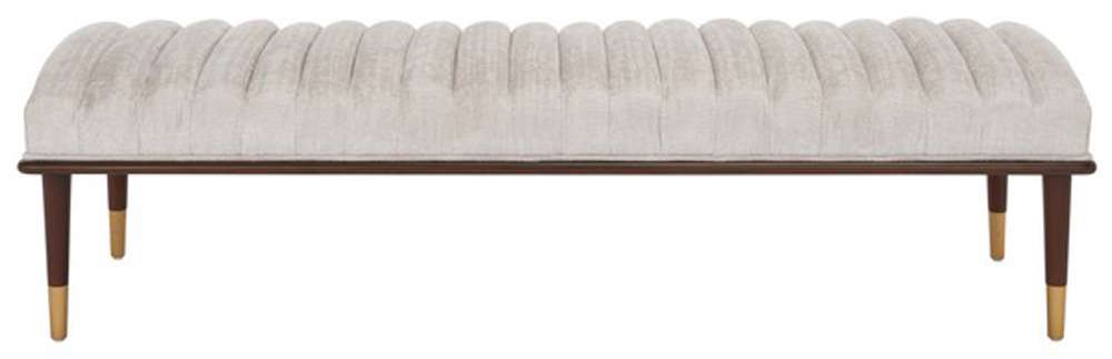 Safavieh - Flannery Mid-Century Bench - Ivory - Dark Brown - SFV9017B veiw 1