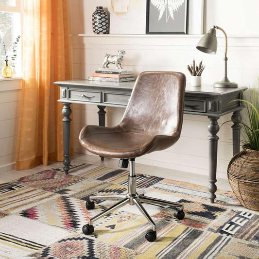 Safavieh - Fletcher Swivel Office Chair - Brown - Chrome - OCH7501A veiw 2