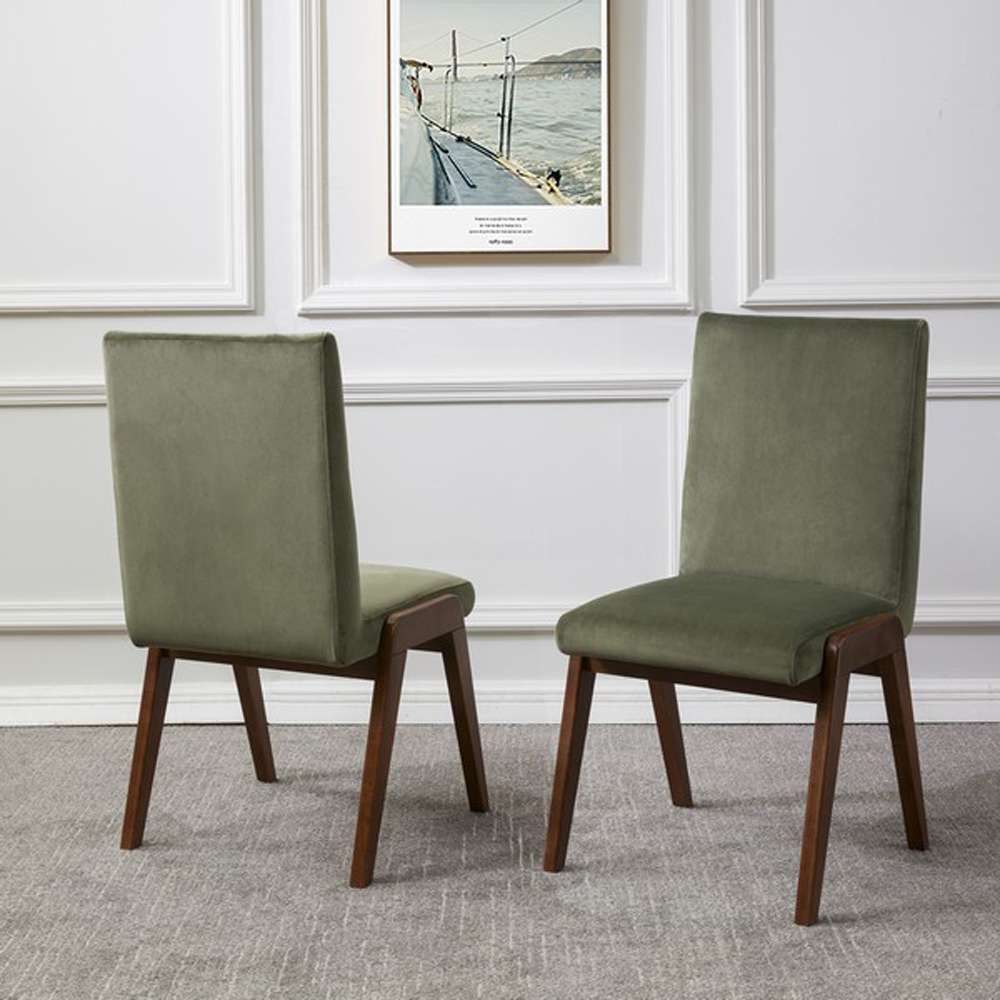 Safavieh - Forrest Dining Chair - Olive Green - Dark Walnut  (Set of 2) - SFV7502D-SET2 veiw 2
